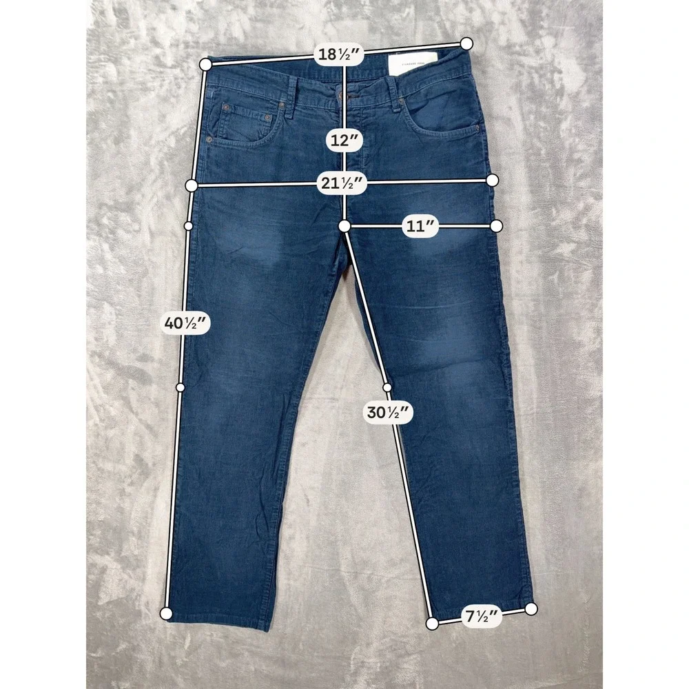 Rag & Bone Standard Issue Fit 3 Slim Straight Pants Men's 33x30 Blue Corduroy